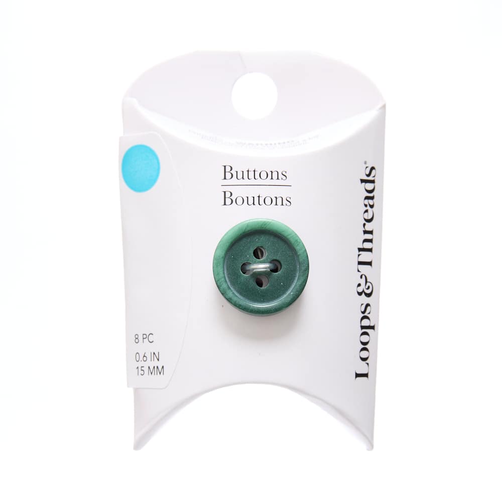 15mm Emerald Marble Round Rimmed Buttons, 8ct. by Loops & Threads®