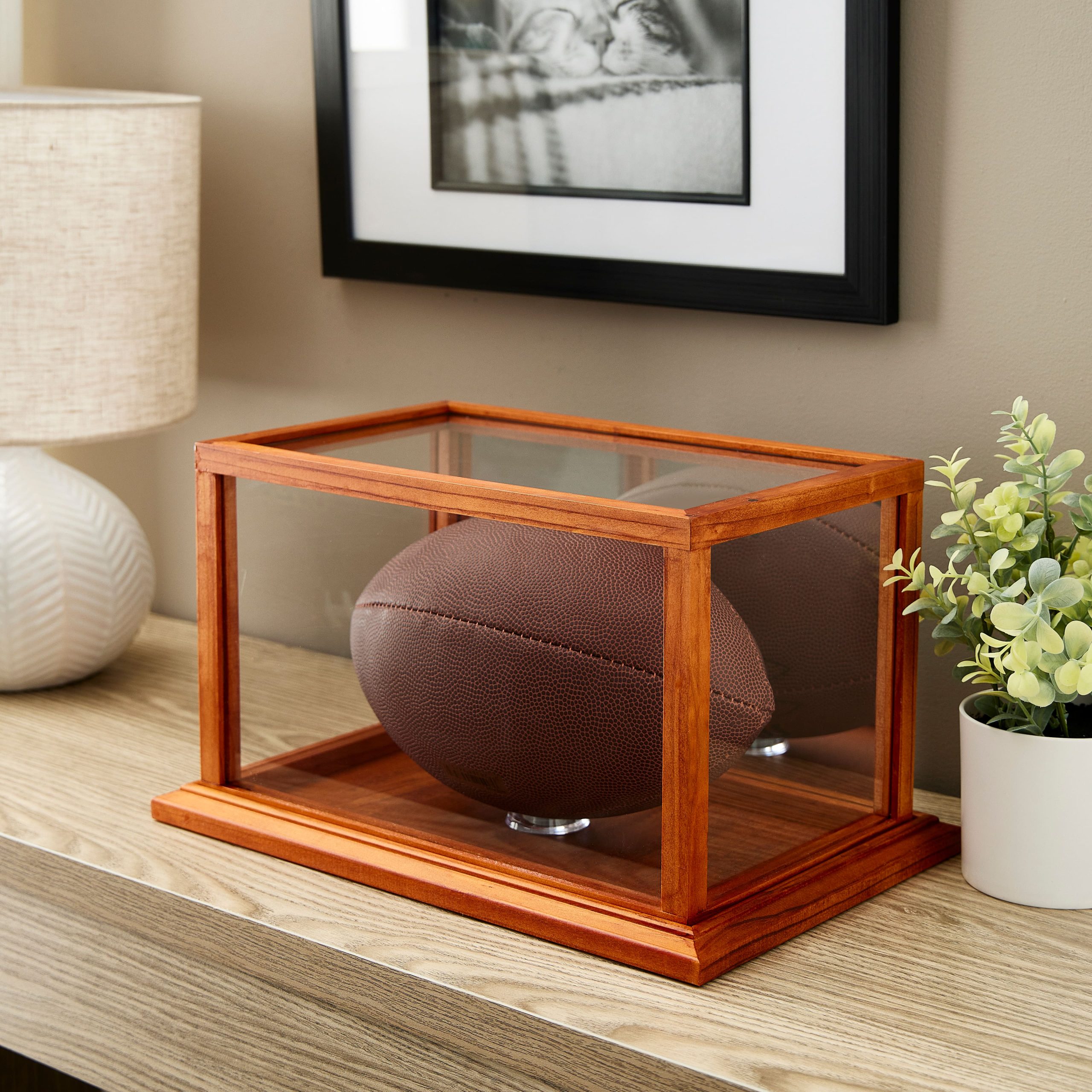 Brown Football Display Case With Mirror Back by Studio Décor® - Image 2