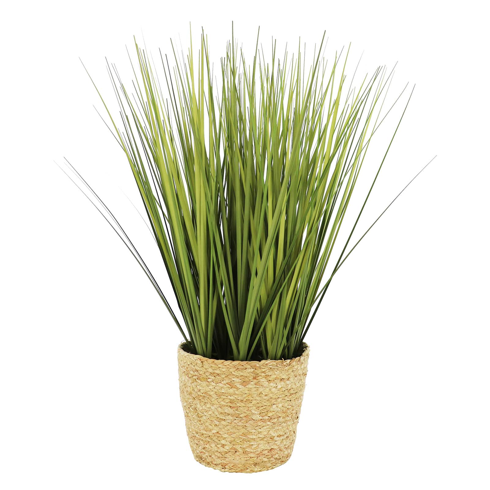 19" Premade Green Grass Faux Plant in Woven Basket by Ashland®