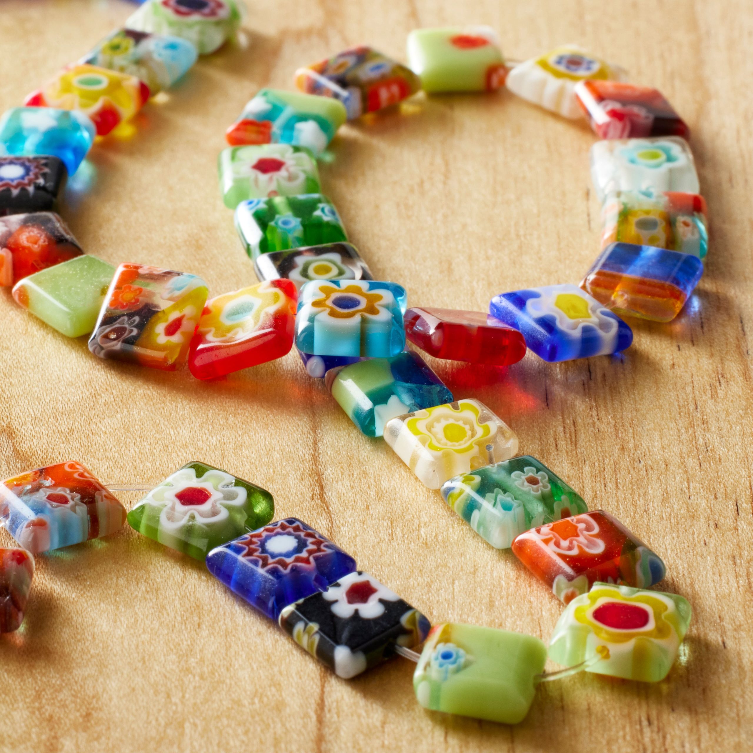 Millefiori Glass Flat Square Beads, 8mm by Bead Landing™ - Image 2