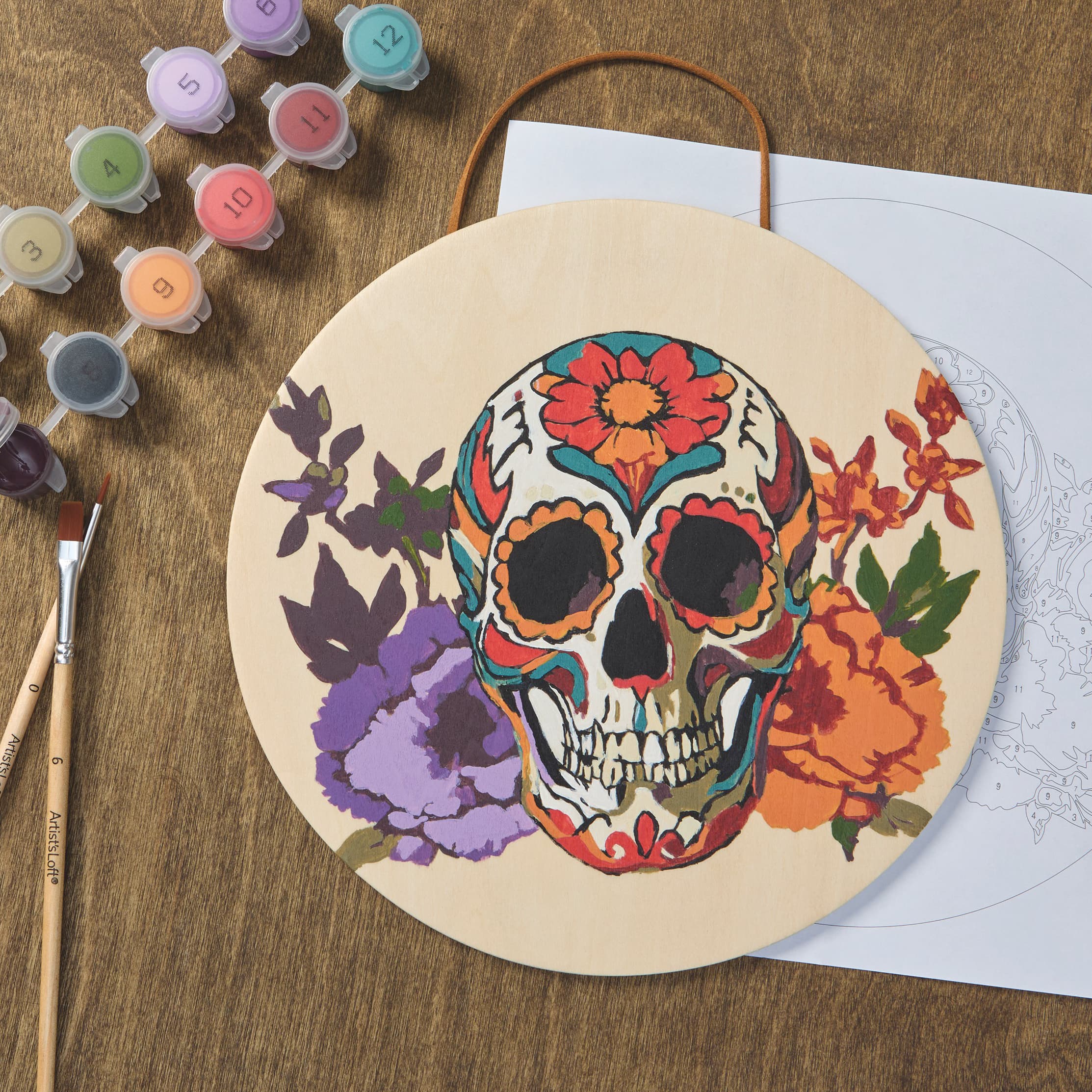 8" Day of the Dead Paint-by-Number Plywood Surface Kit by Artist's Loft®