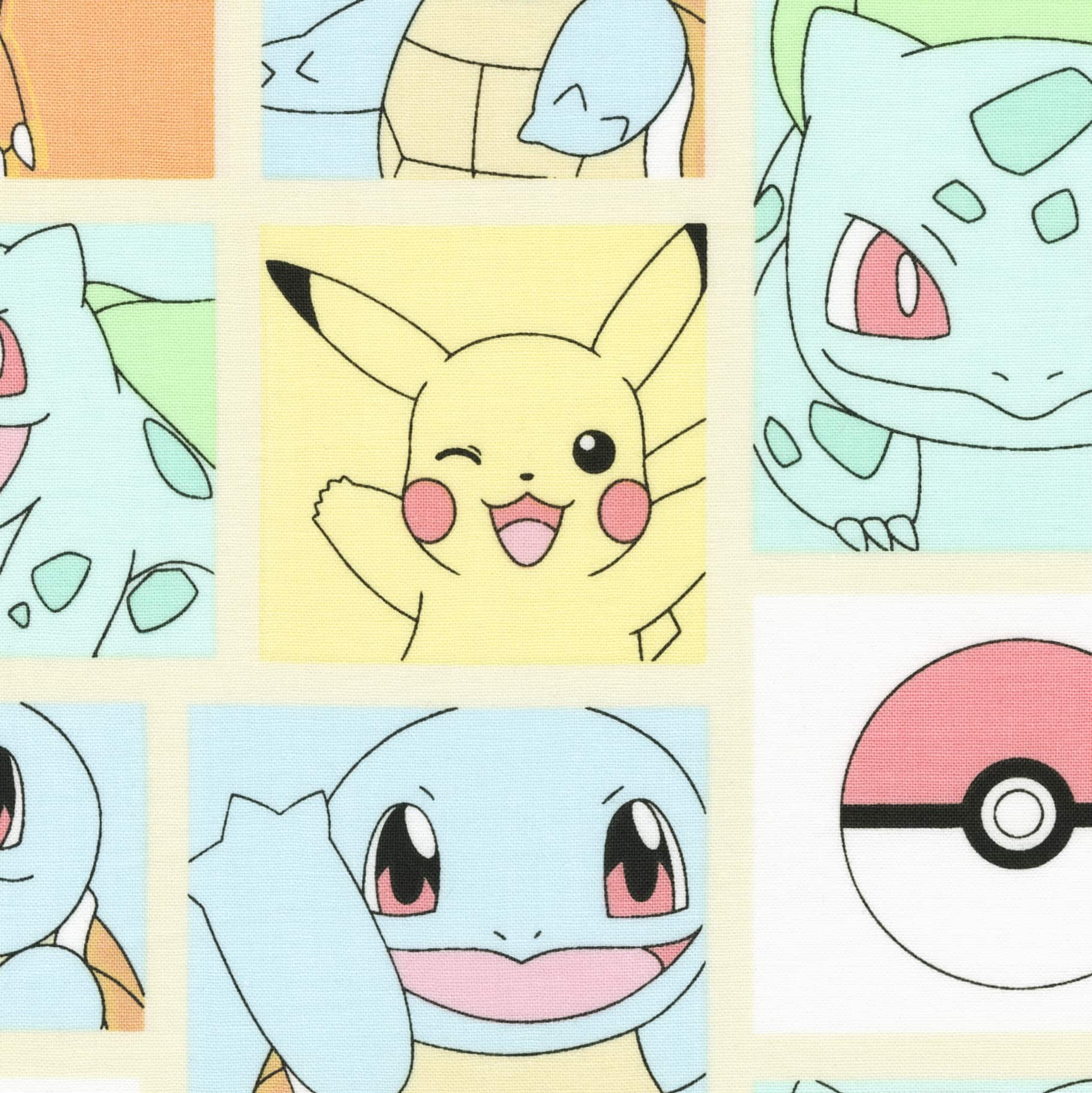 Pokémon™ Pastel Blocks Cotton Fabric