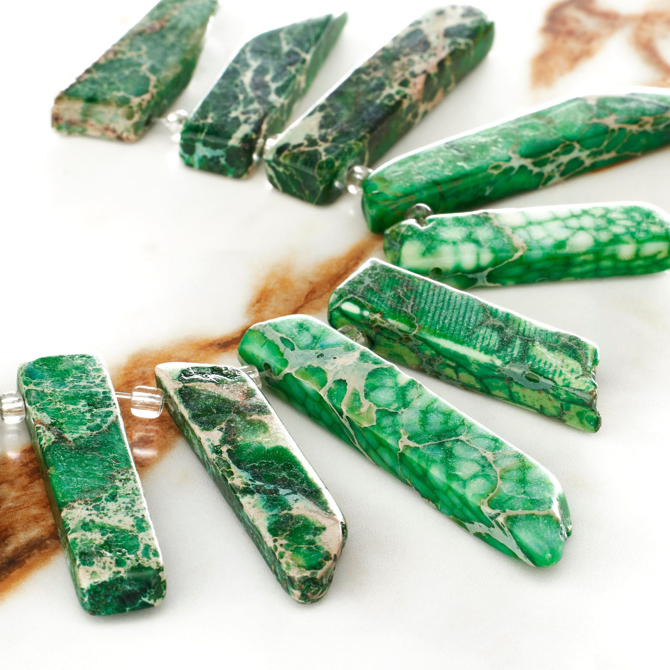 Green Dyed Imperial Jasper Stick Beads by Bead Landing™ - Image 2