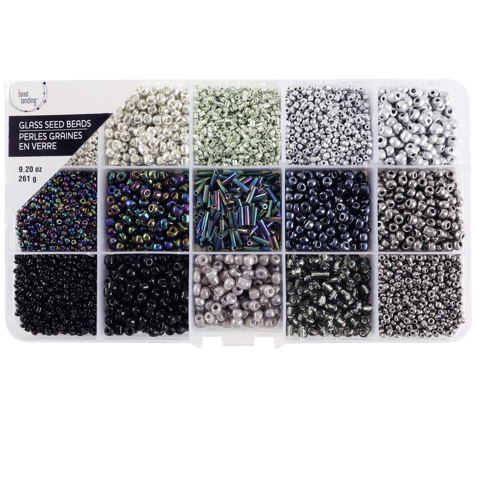 Black & Silver Mix Glass Seed Beads by Bead Landing® - Image 4