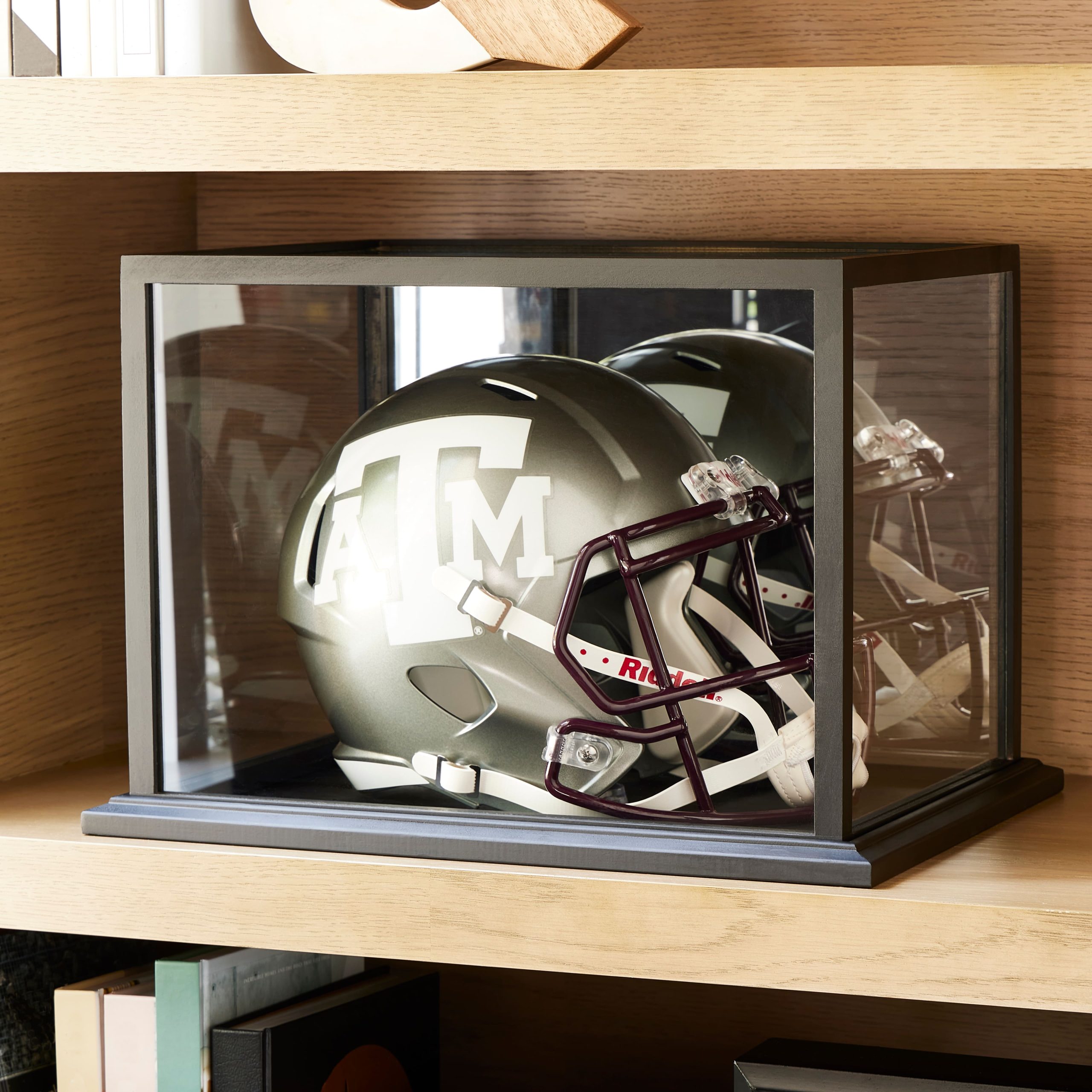 Black Football Helmet Display Case with Mirror Back by Studio Décor® - Image 2