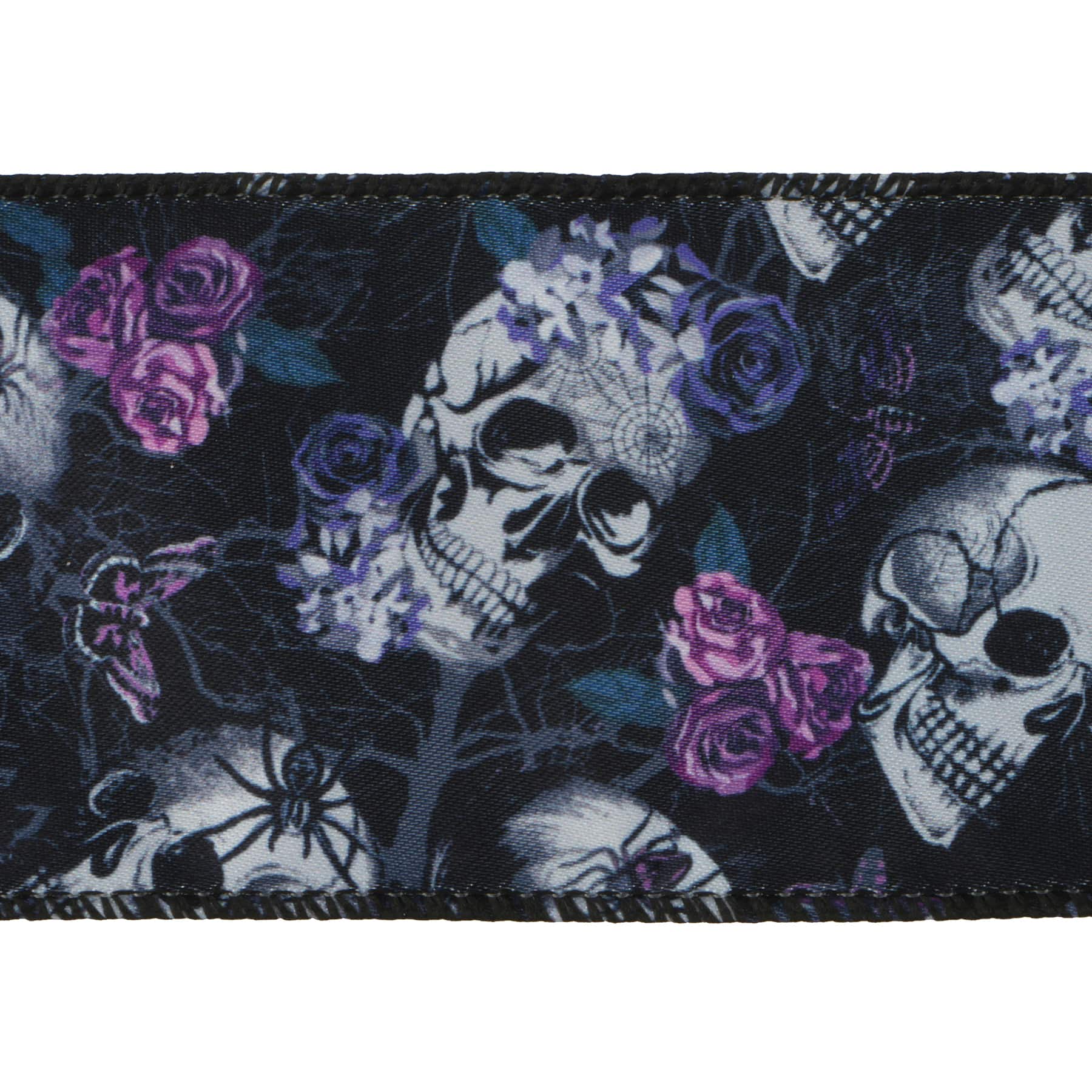 2.5" x 6.6yd. Black Skulls & Roses Wired Ribbon by Celebrate It® - Image 2