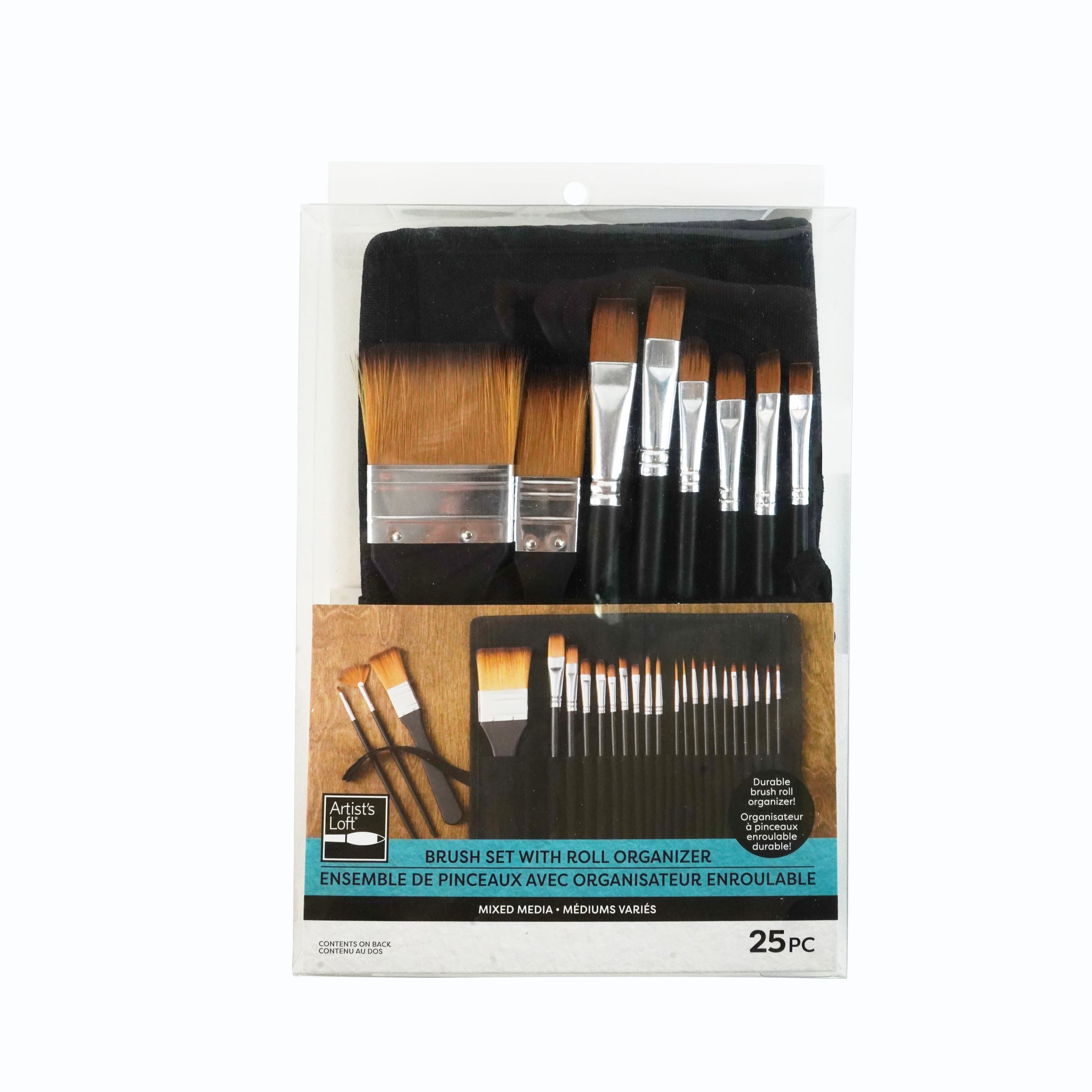 Mixed Media 25 Piece Paint Brush Set with Roller Organizer by Artist's Loft®