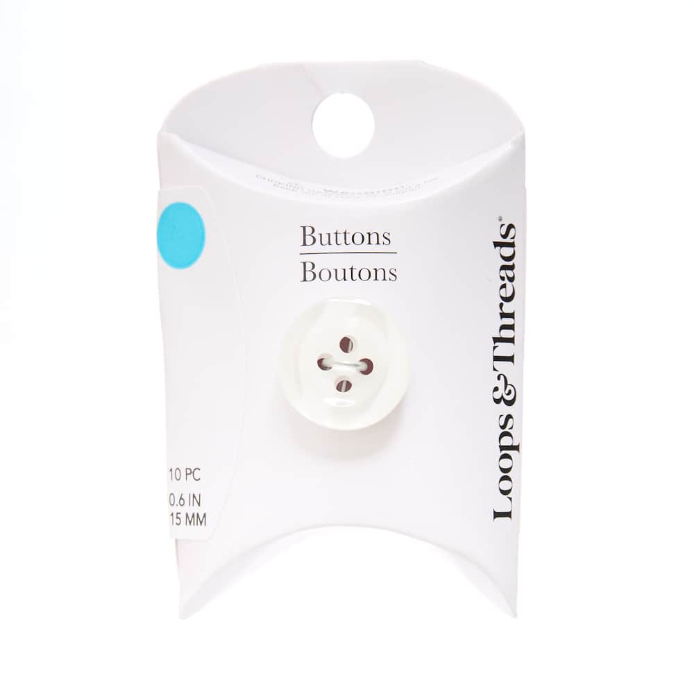 15mm Round White Shirt Buttons, 10ct. by Loops & Threads®