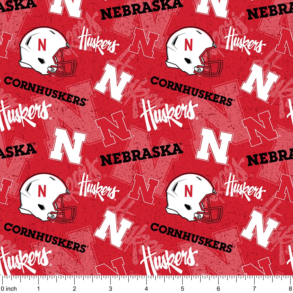 NCAA University of Nebraska Tone-on-Tone Cotton Fabric