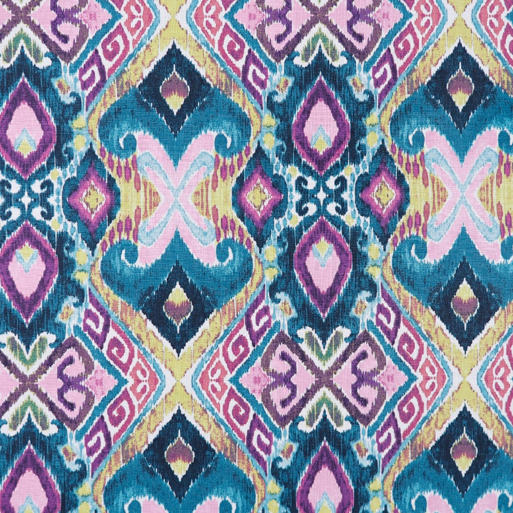 Fuchsia Geometric Ikat Cotton Fabric