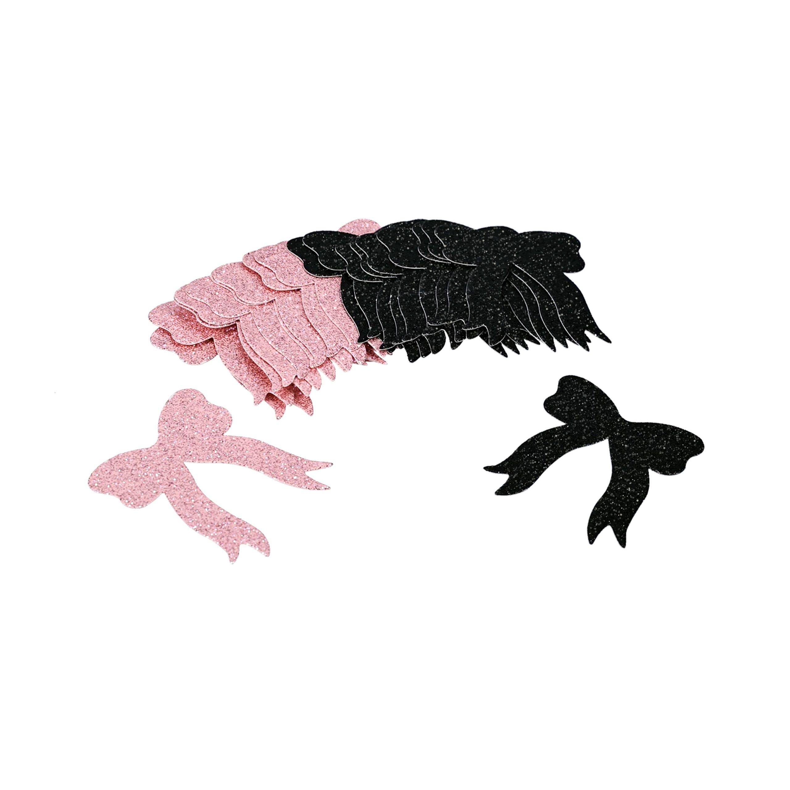 2" Pink & Black Bow Glitter Confetti by Celebrate It™ - Image 2
