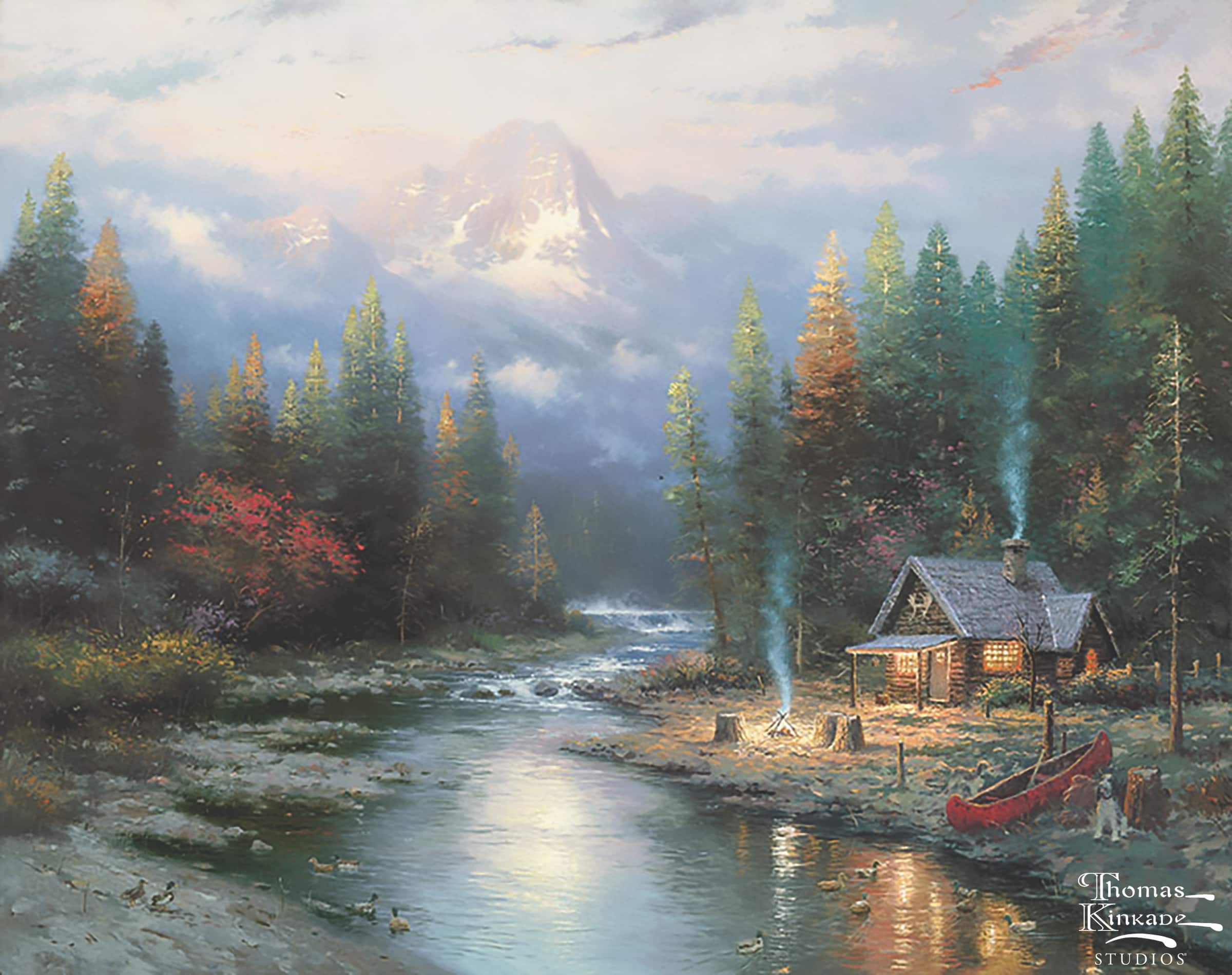 12" x 16" Thomas Kinkade Mountain Stream Needlepoint Canvas by Loops & Threads®