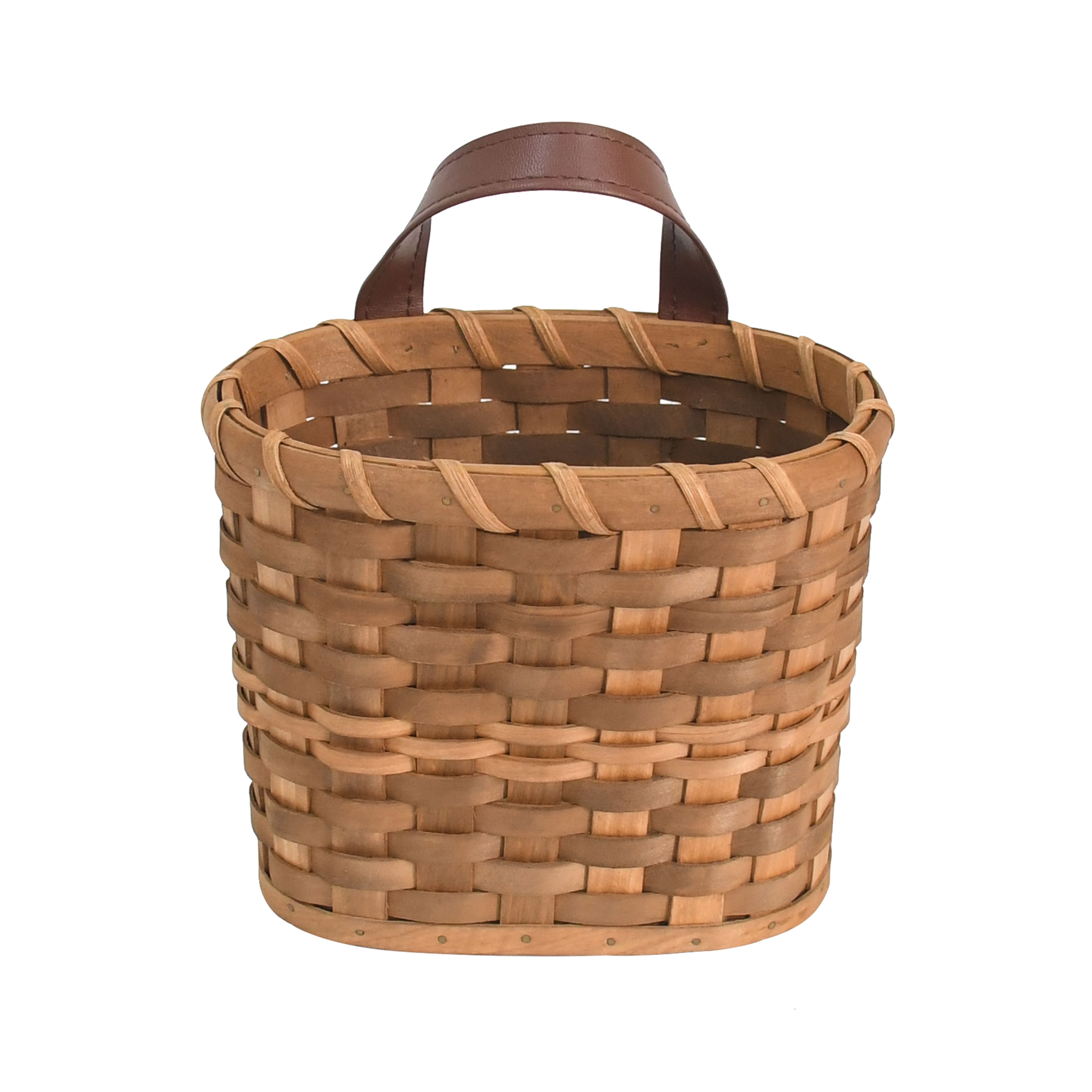 Hanging Chipwood Basket with Faux Leather Handle by Ashland®