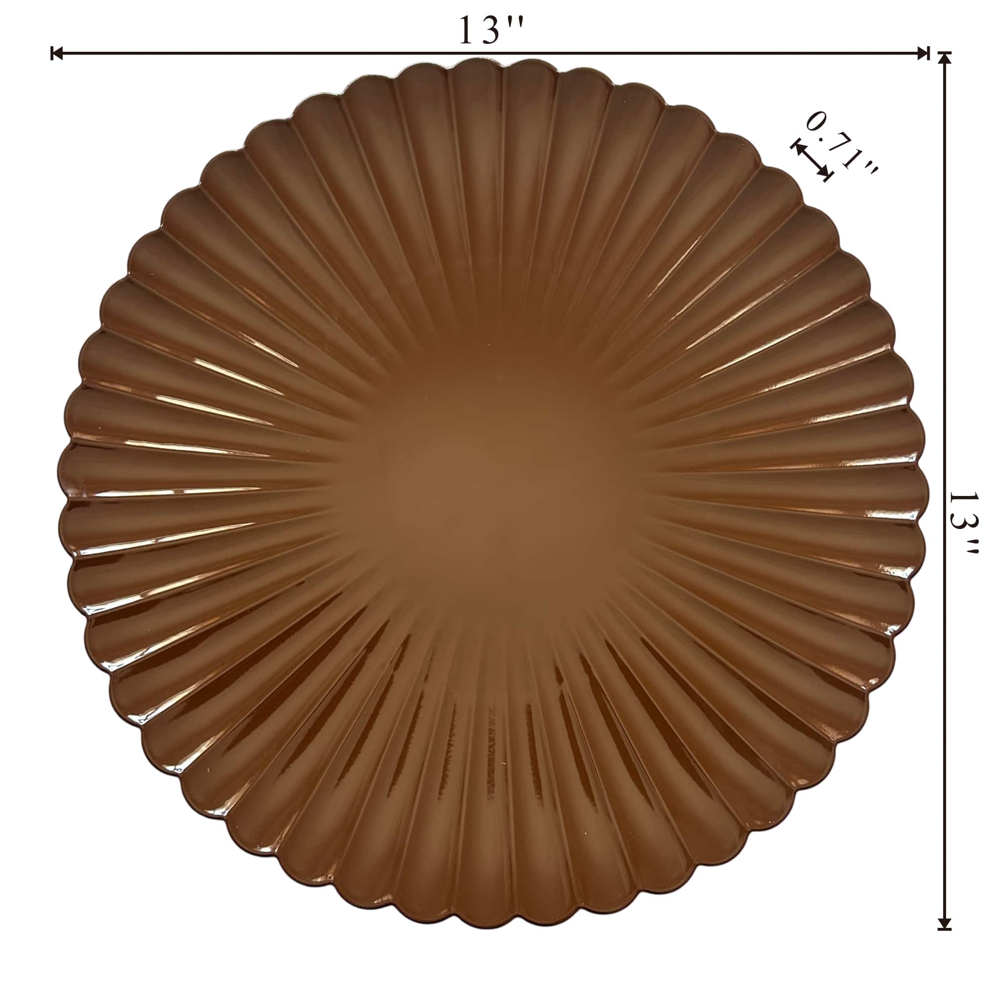 13" Thanksgiving Brown Scalloped Chargers, 4ct. by Celebrate It™ - Image 4