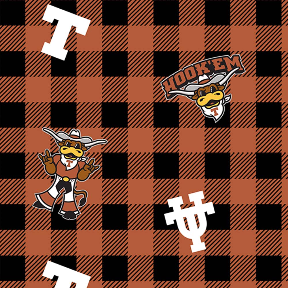 NCAA University of Texas Longhorns Buffalo Plaid Cotton Fabric