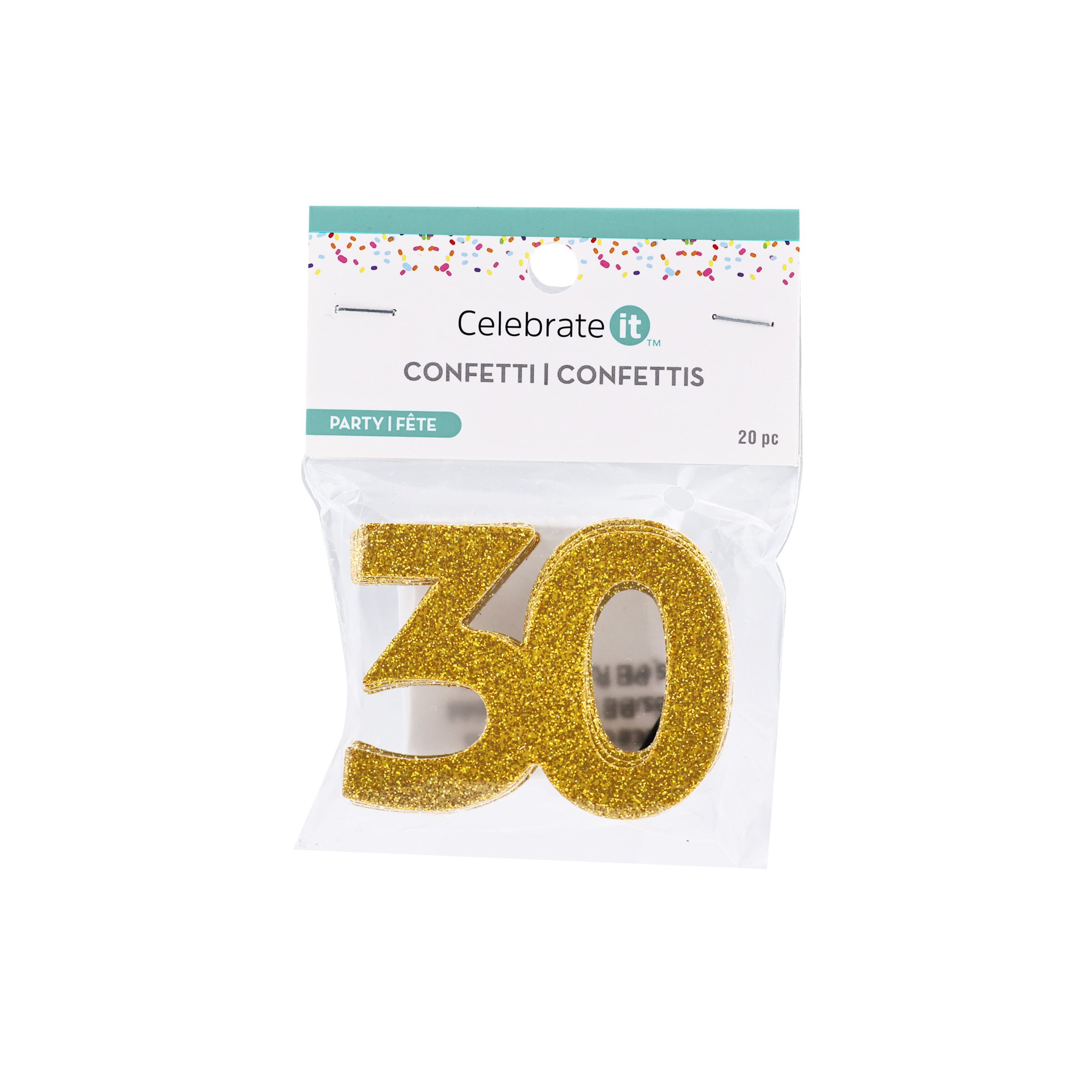 2" Gold 30 Glitter Confetti, 20ct. by Celebrate It™ - Image 3