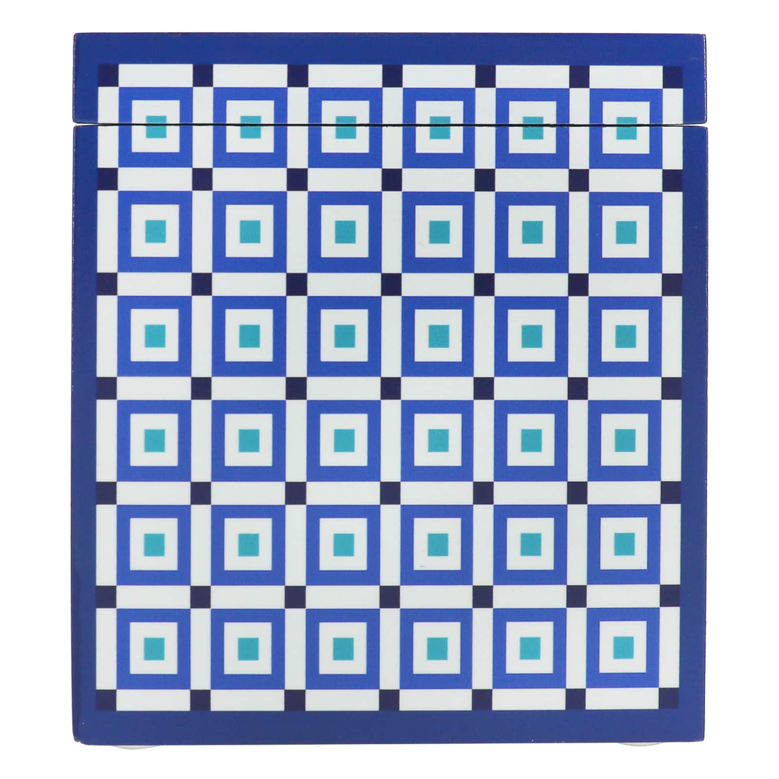 Jonathan Adler x Michaels 6.25" Blue & White Square Pattern Tabletop Box