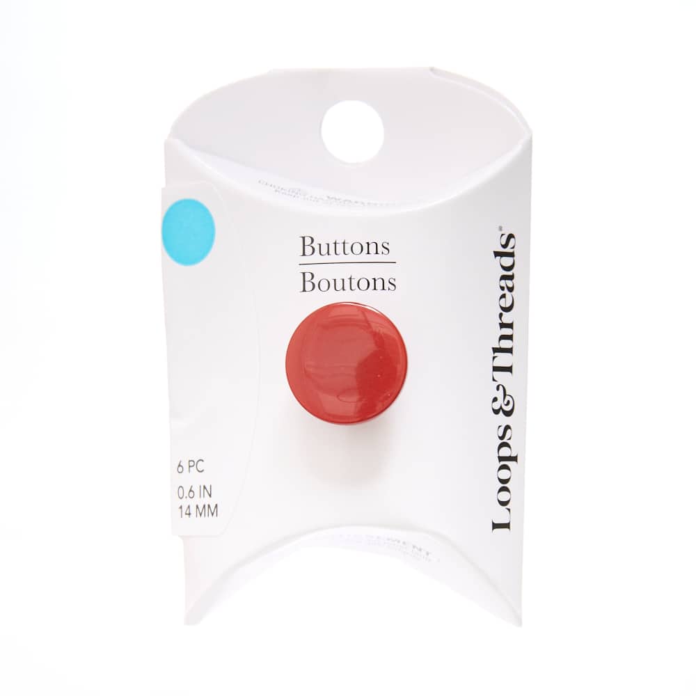 14mm Red Round Shank Buttons, 6ct. by Loops & Threads®