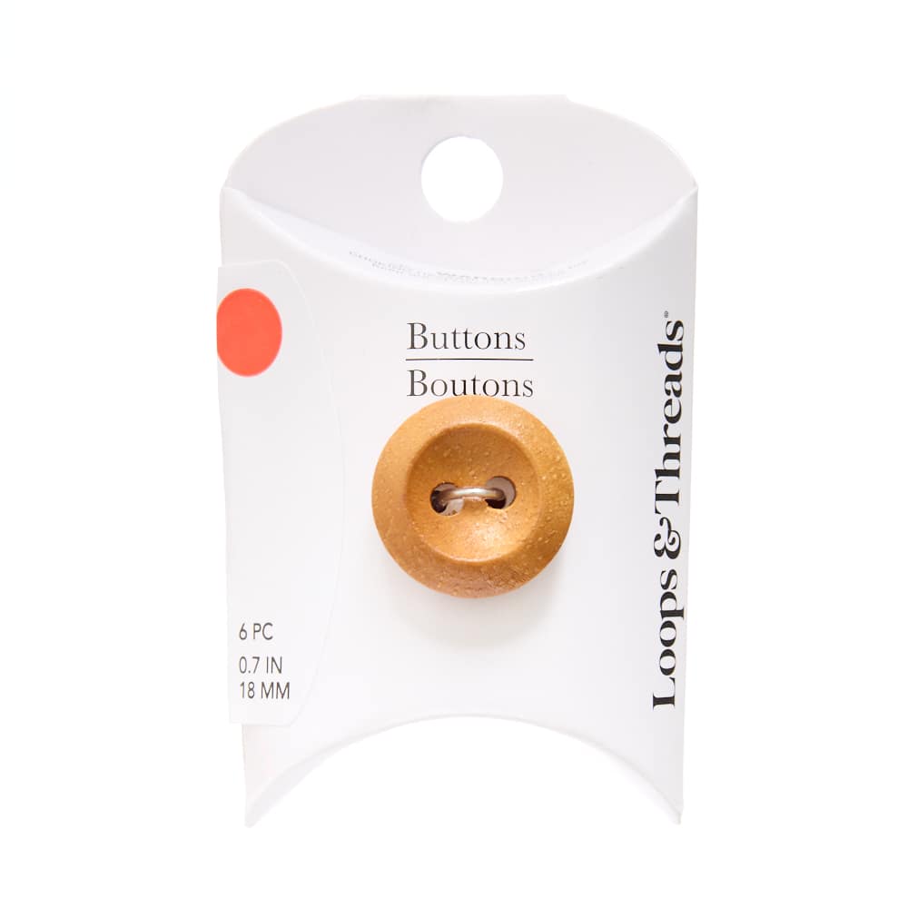 18mm Light Brown Round Wood Buttons, 6ct. by Loops & Threads®