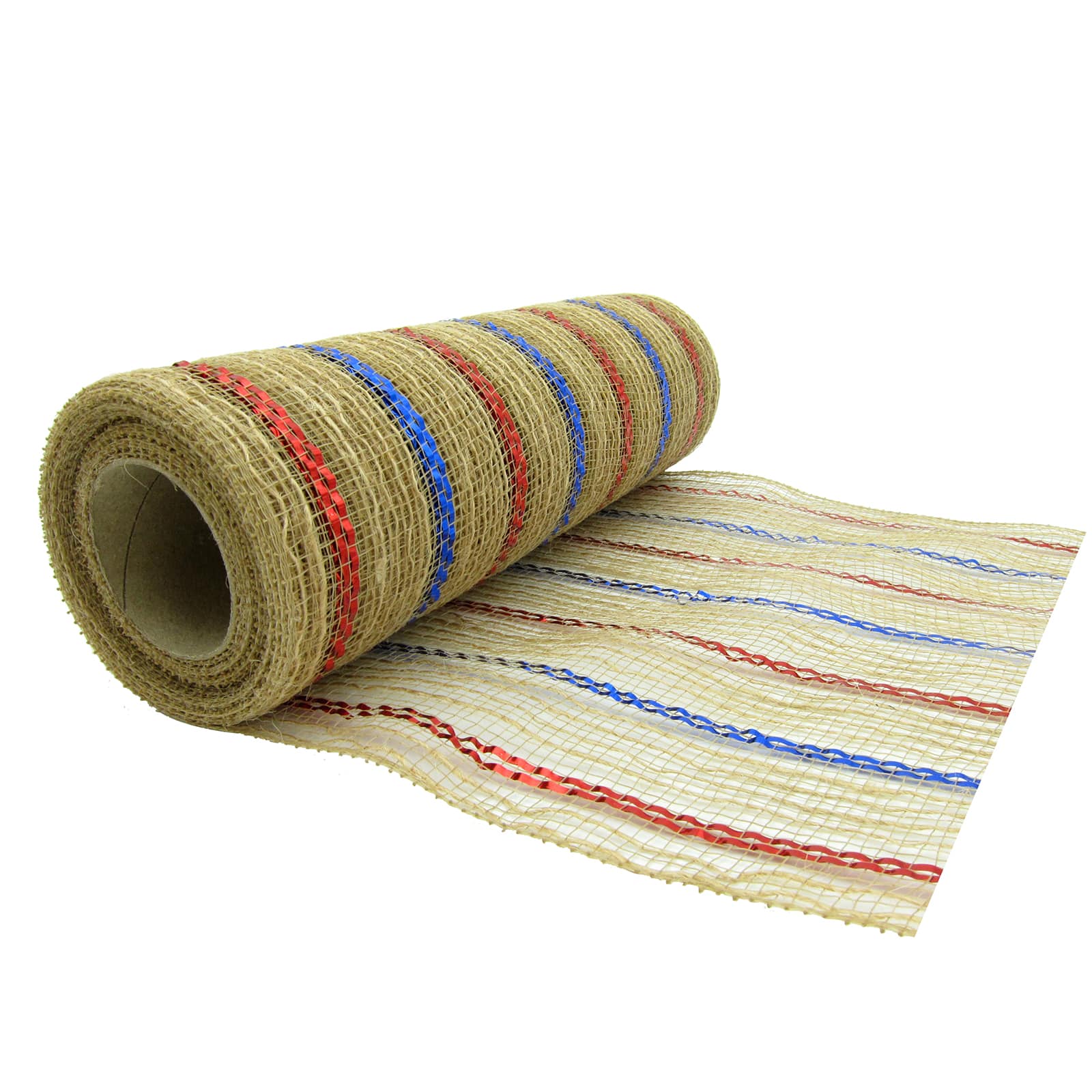 10" x 19ft. Red, Tan & Blue Striped Mesh by Celebrate It™ - Image 3