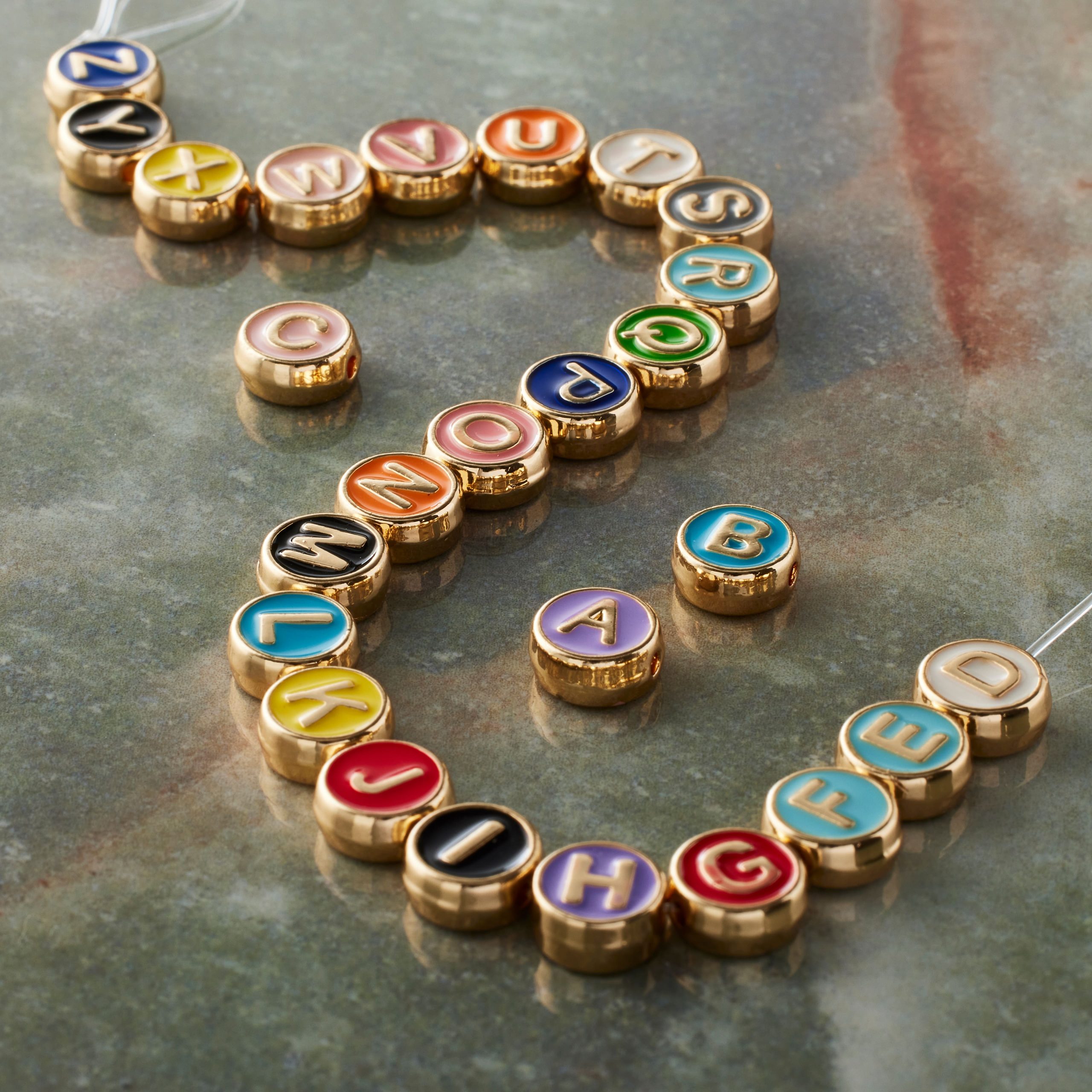 Multicolor & Gold Alphabet Disc Beads, 8mm by Bead Landing™ - Image 2
