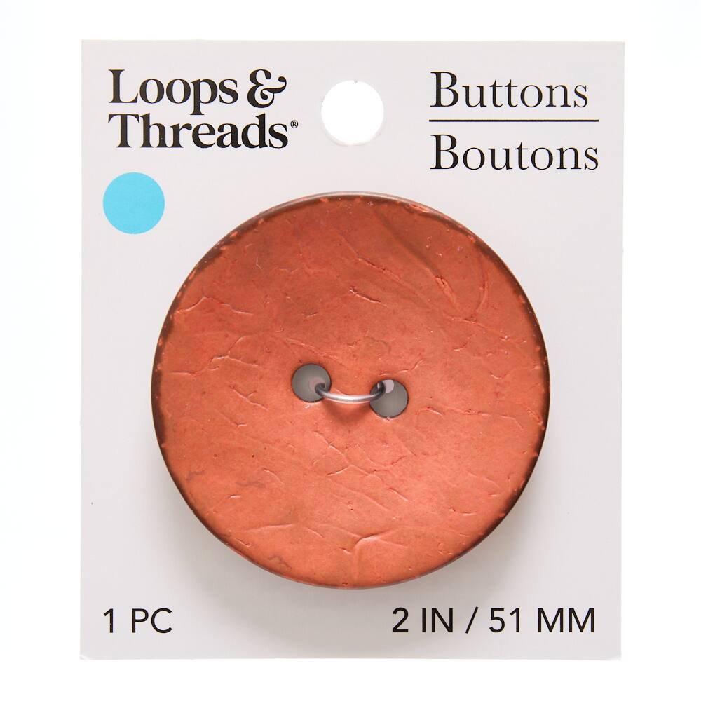 51mm Red Round Coconut Button by Loops & Threads®