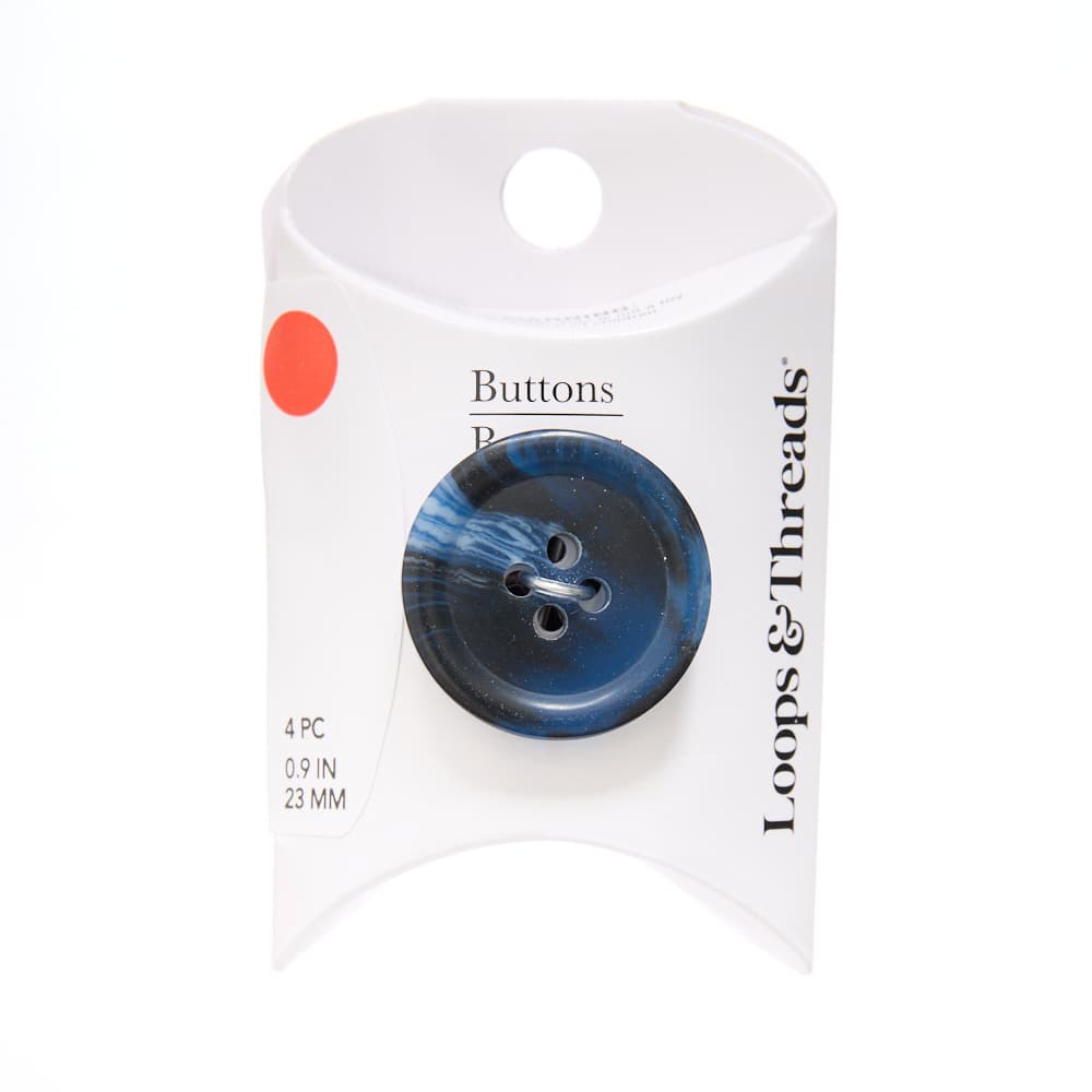 23mm Round Marbled Blue Buttons, 4ct. by Loops & Threads®