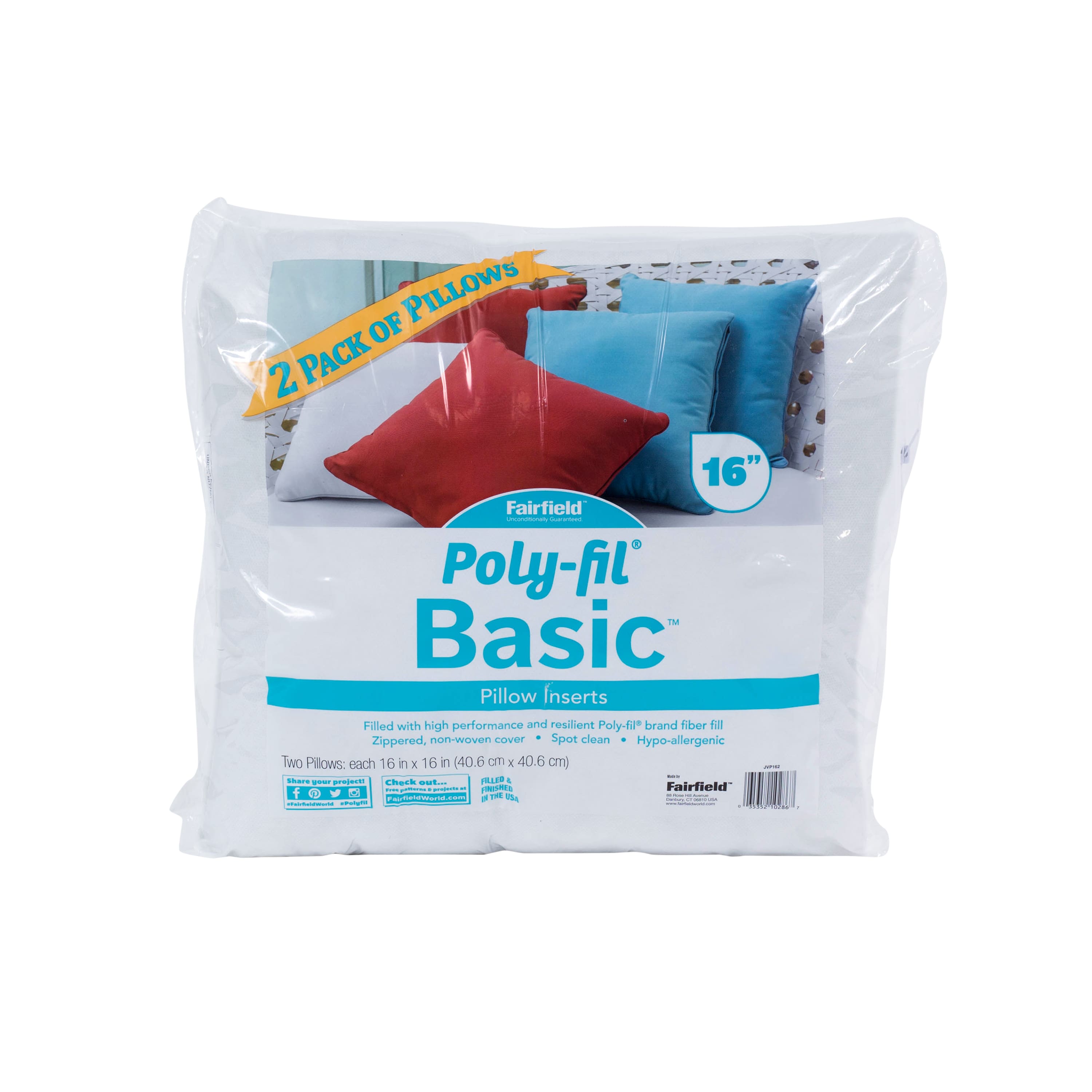 Poly-Fil® 16" x 16" Basic Pillow Inserts, 2ct.