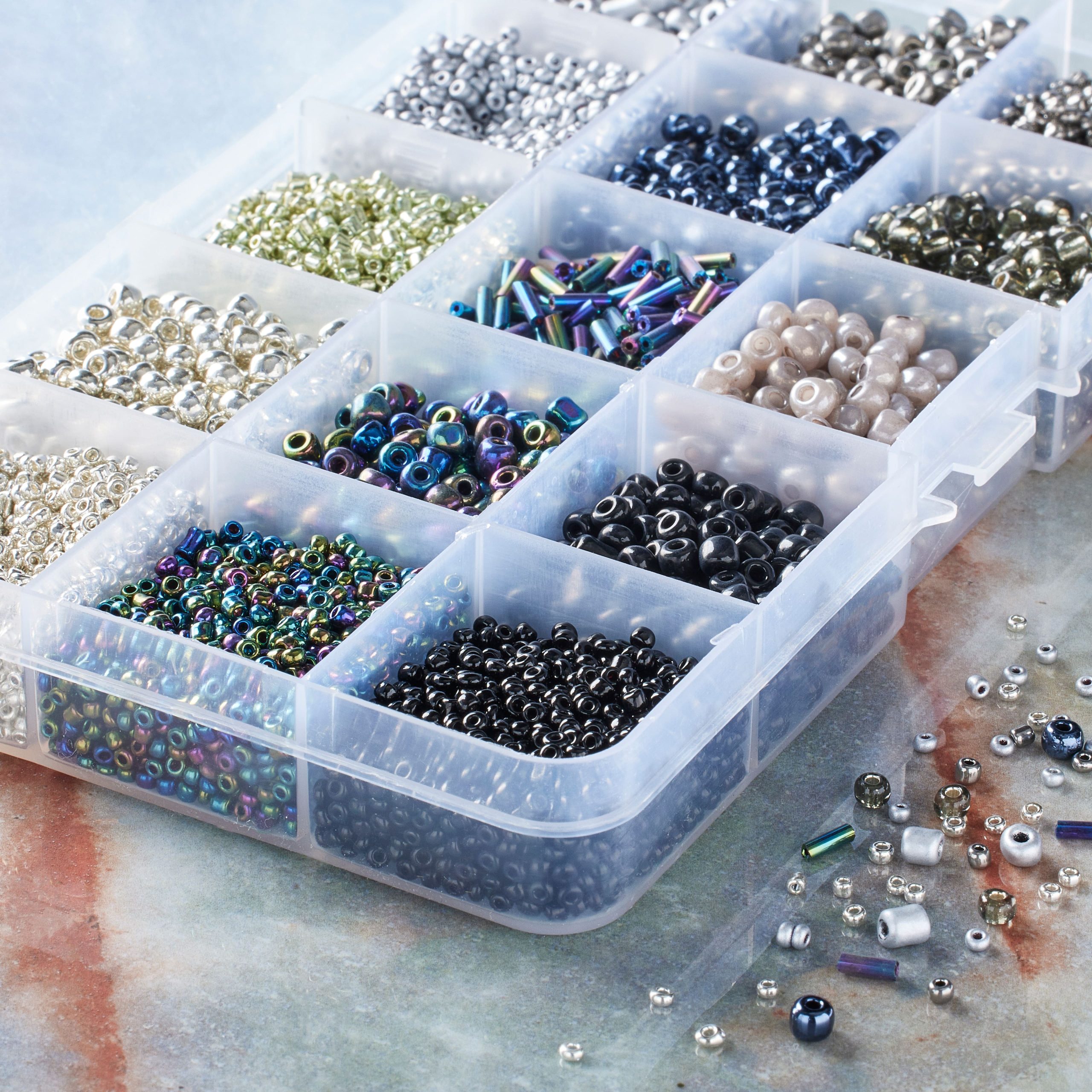 Black & Silver Mix Glass Seed Beads by Bead Landing® - Image 2