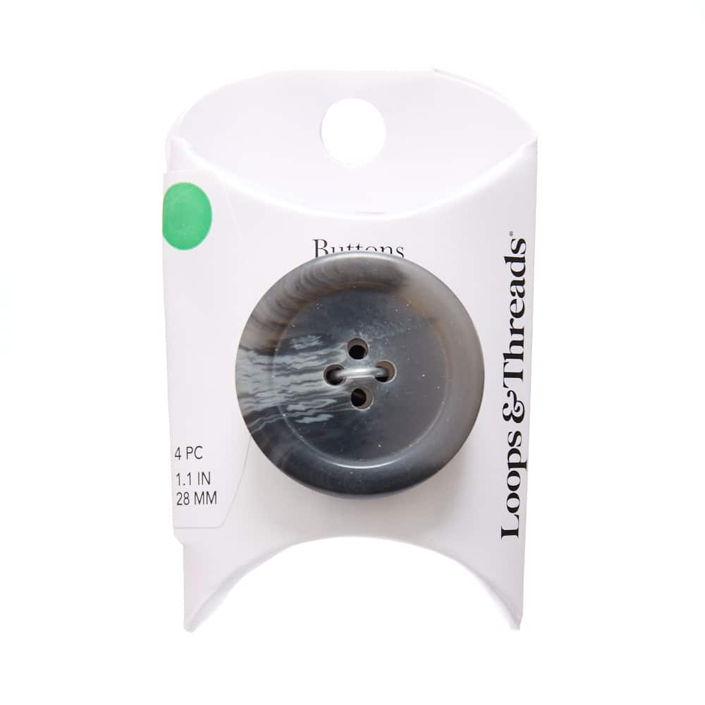 28mm Marbled Gray Round Rimmed Buttons, 4ct. by Loops & Threads®