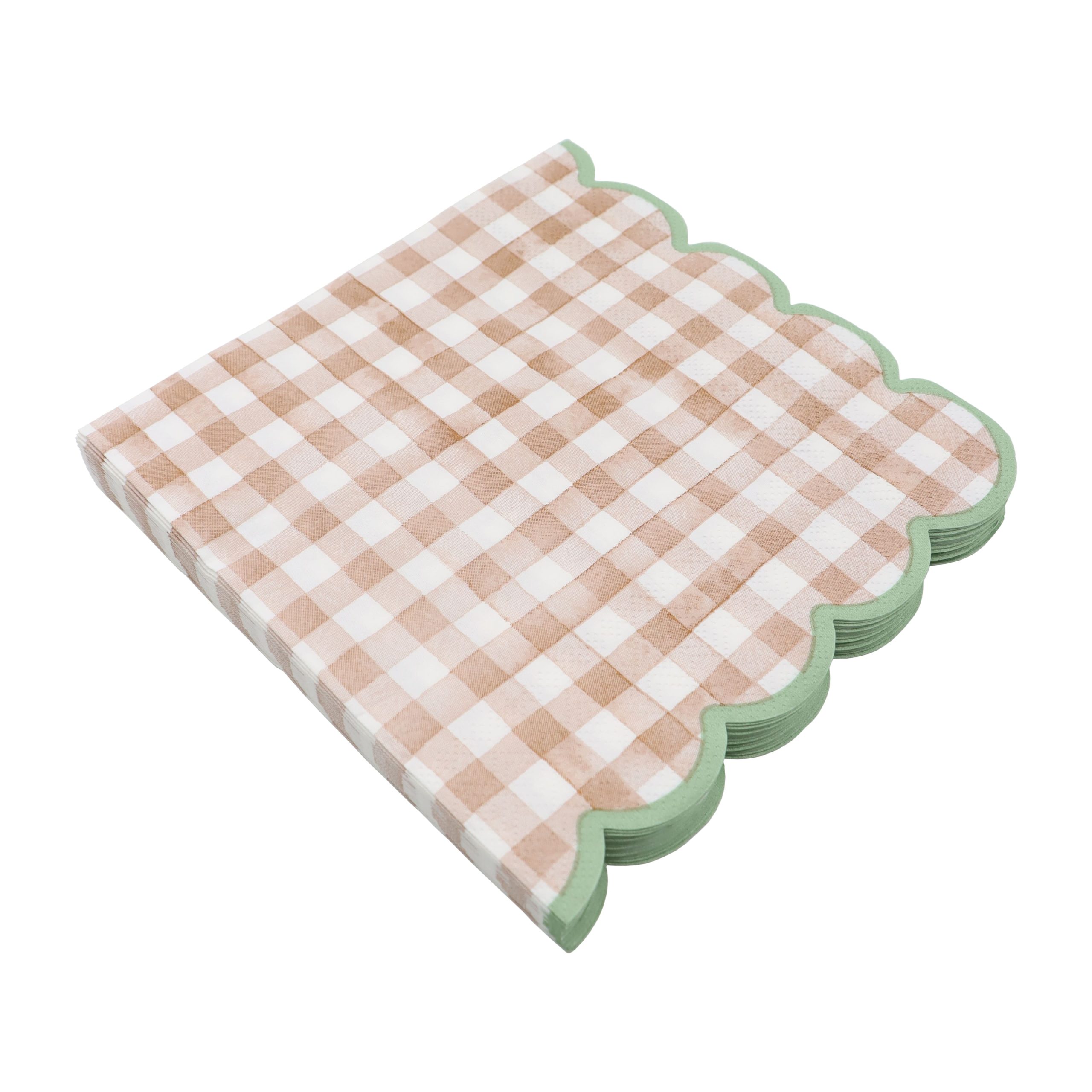 Brown Gingham Scalloped Lunch Napkins, 20ct. by Celebrate It™ - Image 3