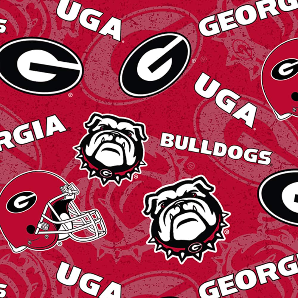NCAA University of Georgia Bulldogs Logo Tone-on-Tone Cotton Fabric