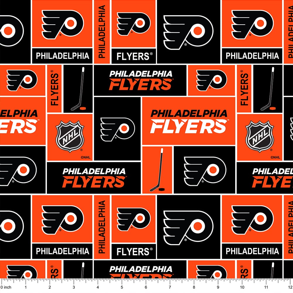 NHL Philadelphia Flyers Small Scale Box Cotton Fabric