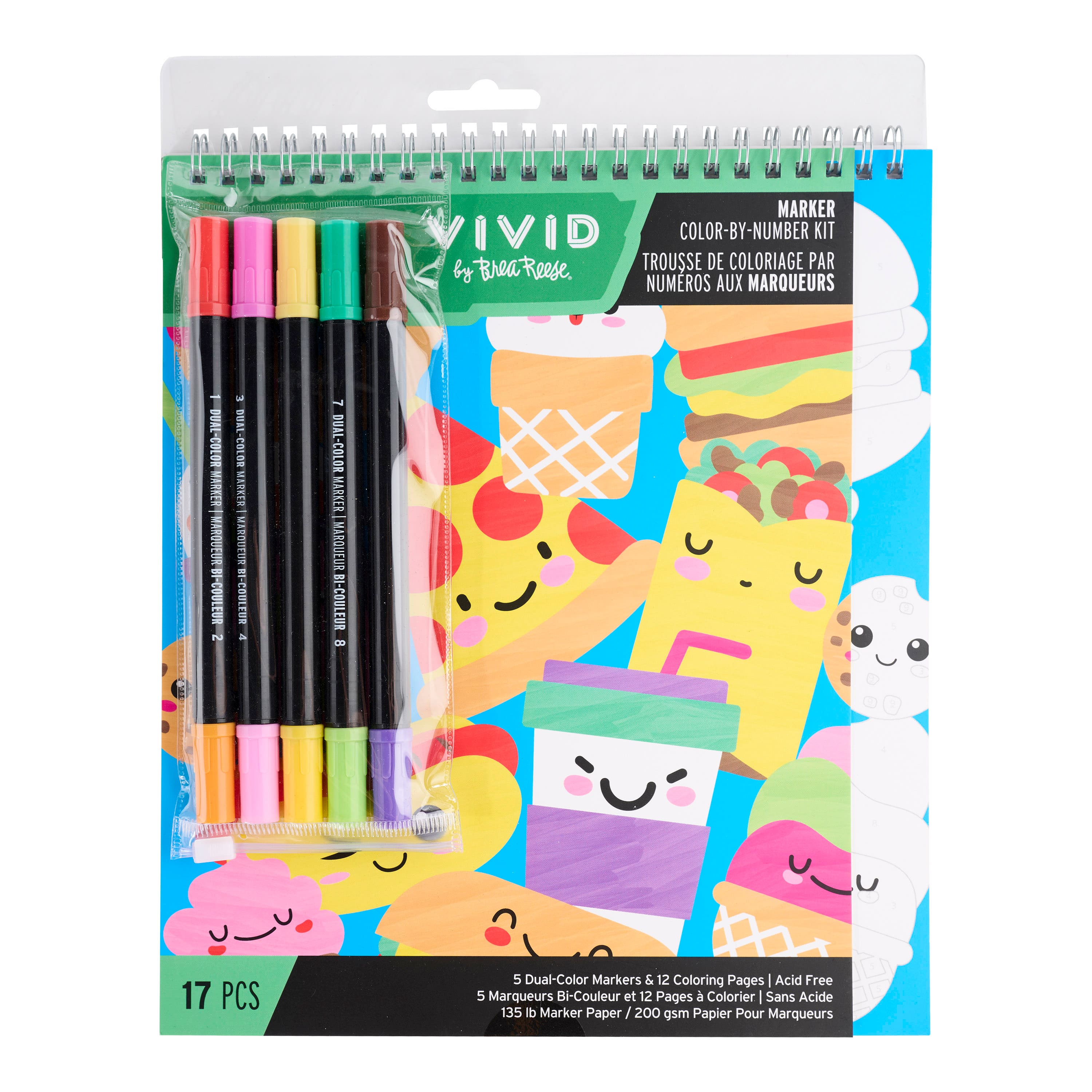 Vivid by Brea Reese® Kawaii Color-by-Number Marker Kit