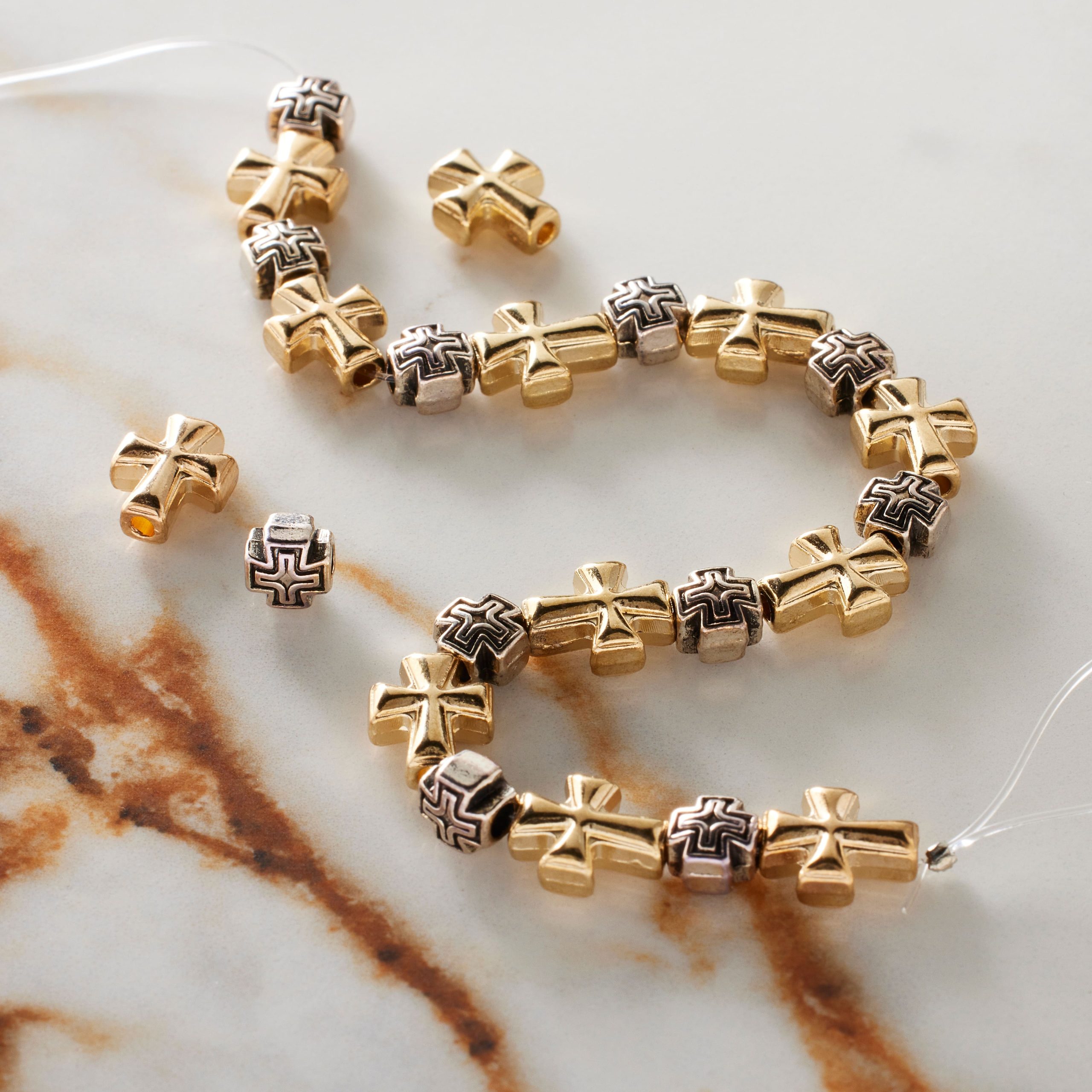 Antique Silver & Gold Metal Cross Mix Beads by Bead Landing™ - Image 2