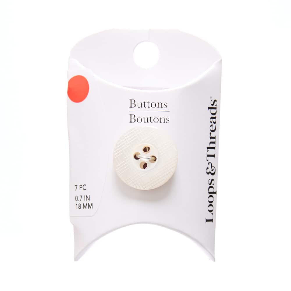 18mm White Laser Grid Round Acrylic Buttons, 7ct. by Loops & Threads®